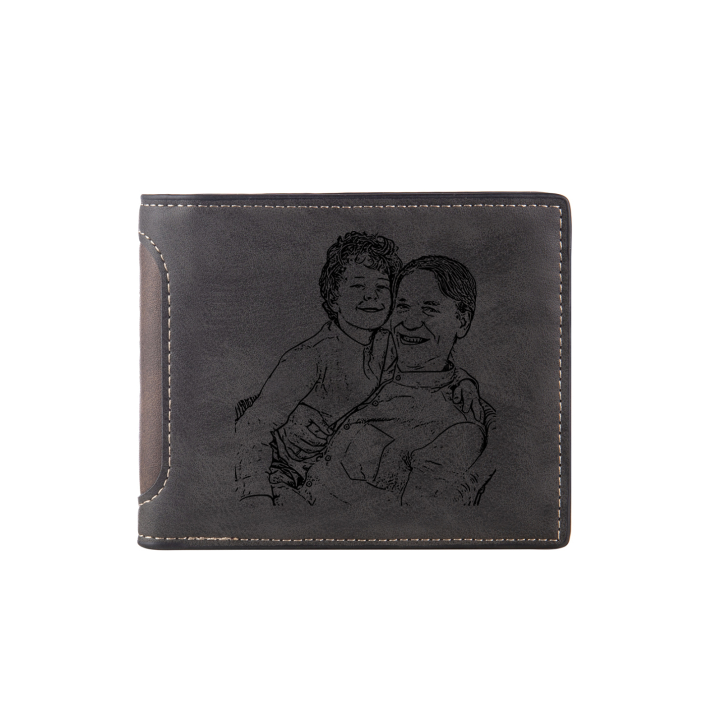7 Names - Personalised Photo Custom Leather Men's Folding Wallet as a Father's Day Gift for Dad