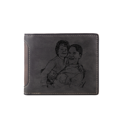 7 Names - Personalised Photo Custom Leather Men's Folding Wallet as a Father's Day Gift for Dad