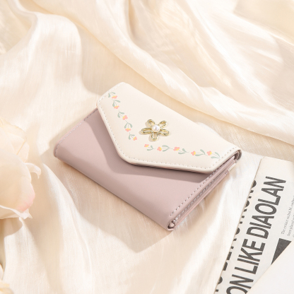 Custom Purse-Women's Personalised Photo PU Leather Flower Folding Wallet for Her