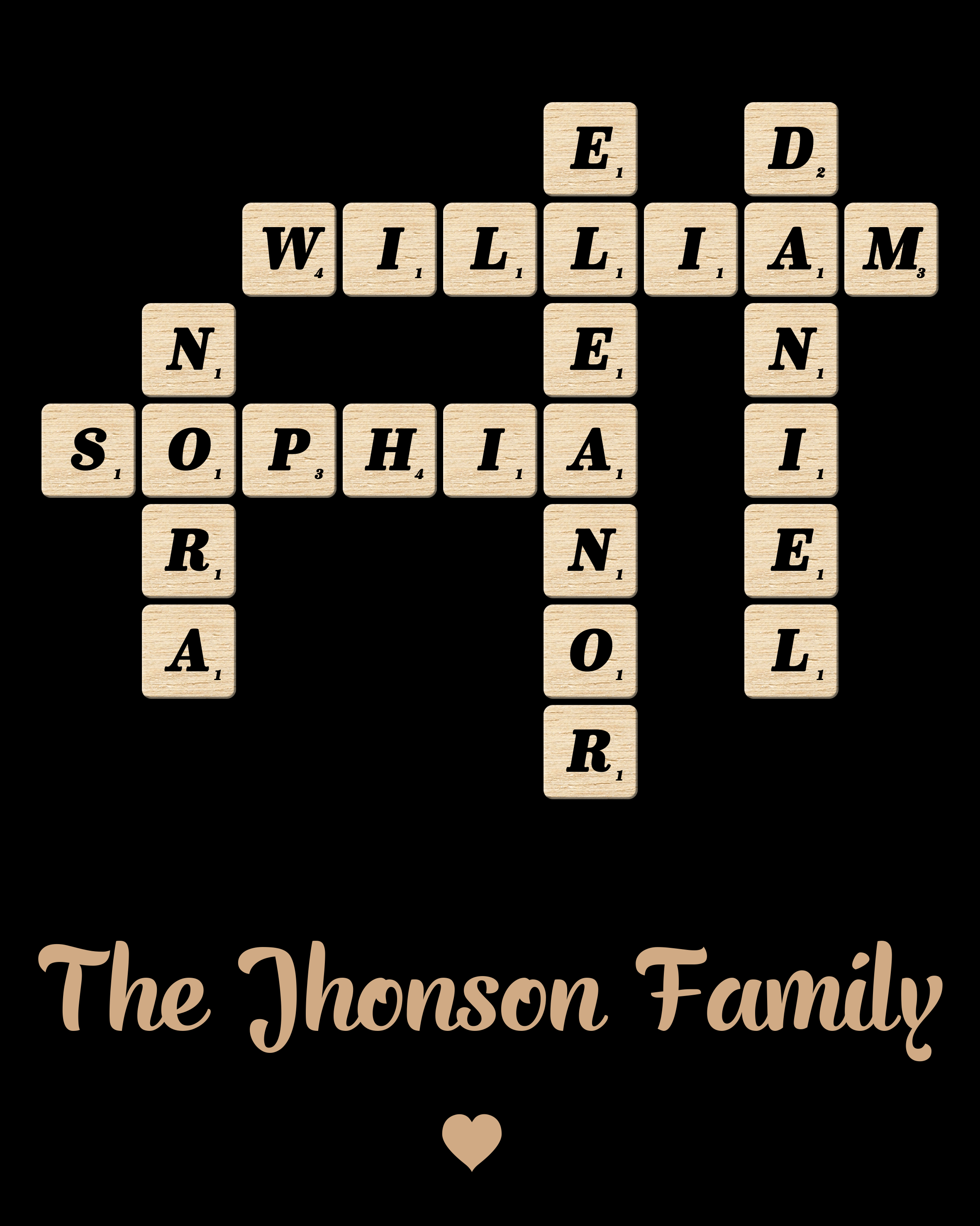 Personalized Family Crossword Art - Custom Names, A Forever Treasured Poster | Jessemade