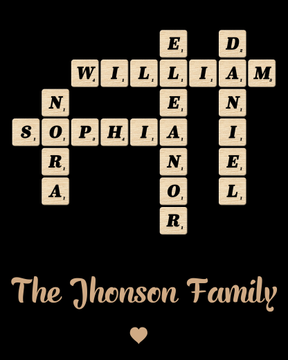 Personalized Family Crossword Art - Custom Names, A Forever Treasured Poster | Jessemade