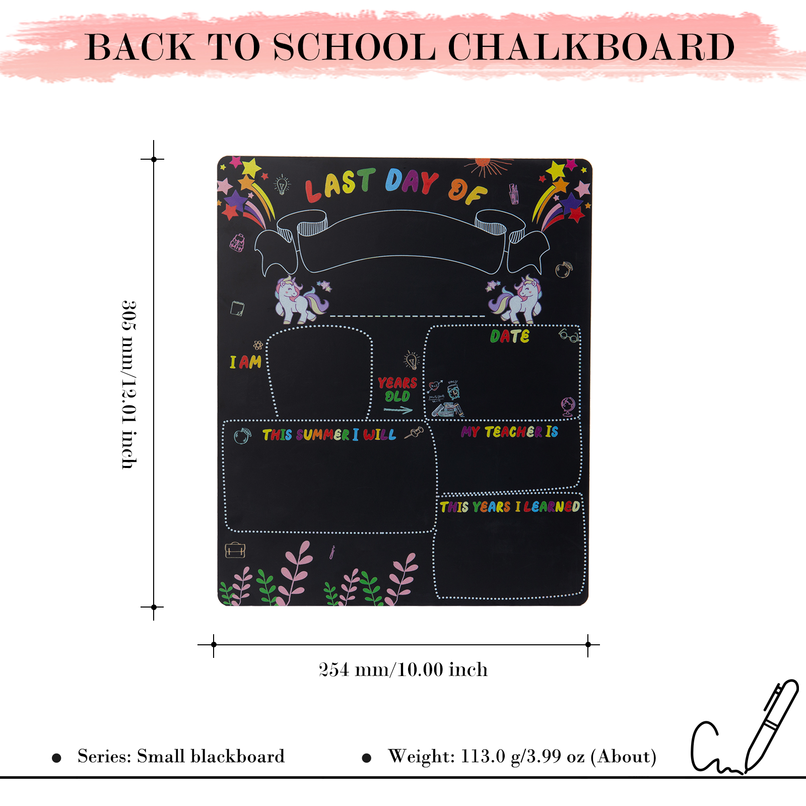 First Day of School Sign-Last Day of School Sign-Small Unicorn Chalkboard for Kids