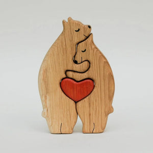 Personalised Wooden Bears Family Puzzle Custom 2 Names Gifts for Family