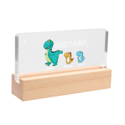 3 Names - Personalised Cute Dinosaur Pattern Beautiful Table Lamp Father's Day Gift for Dad