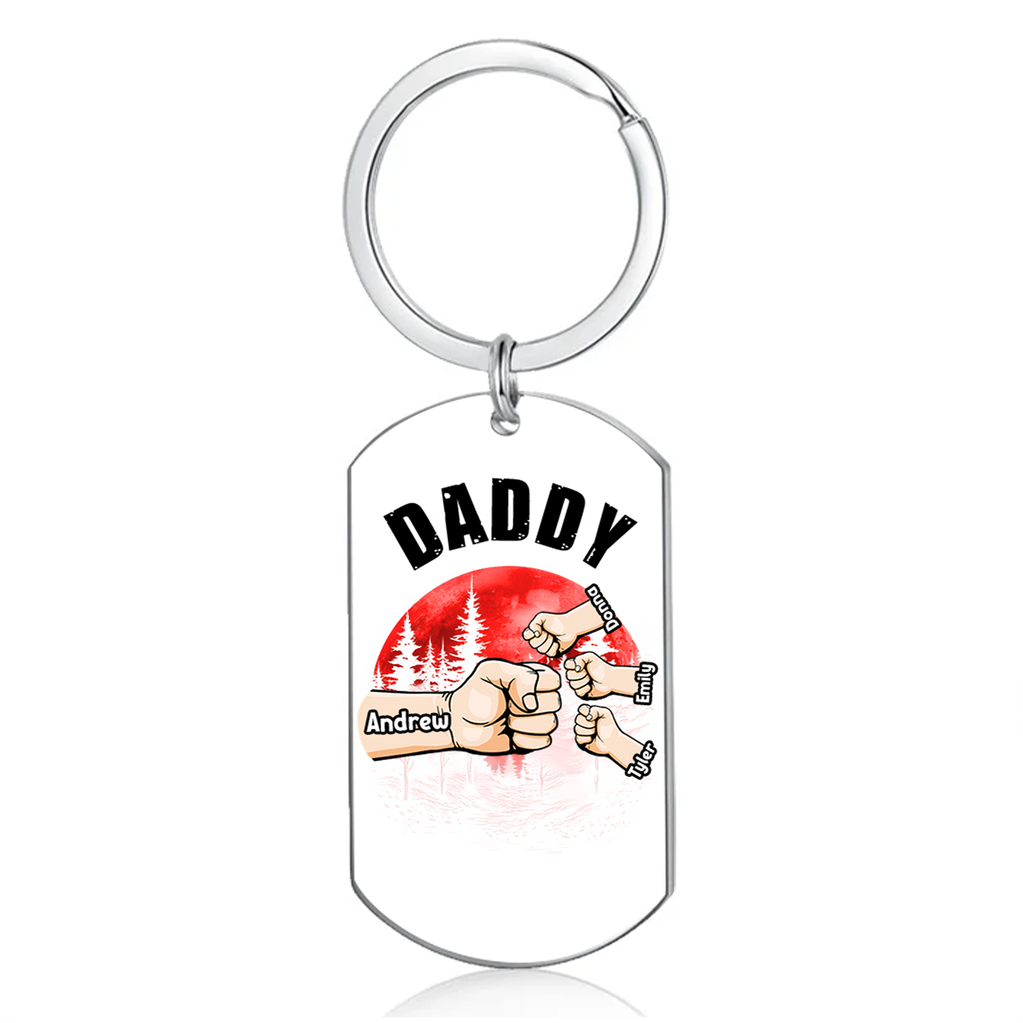 4 Names - Personalised Custom Fist Bump Keyring Mangrove Style Keyring Gift for Dad