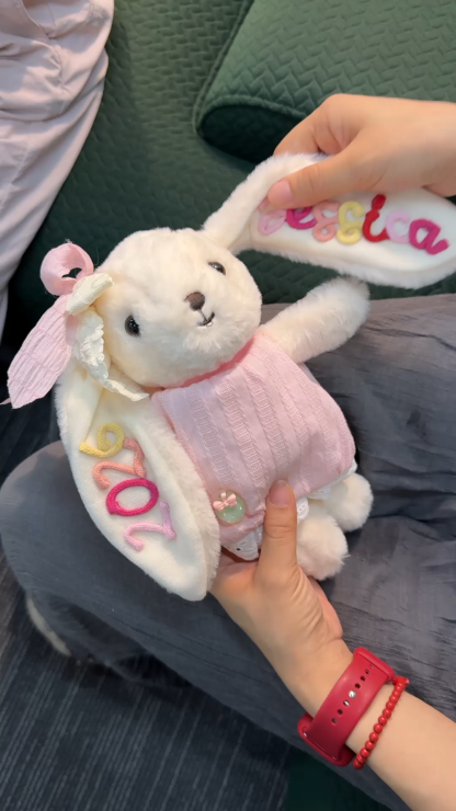 Personalised Pink Bunny Plush Doll Keepsake Gift For Kids