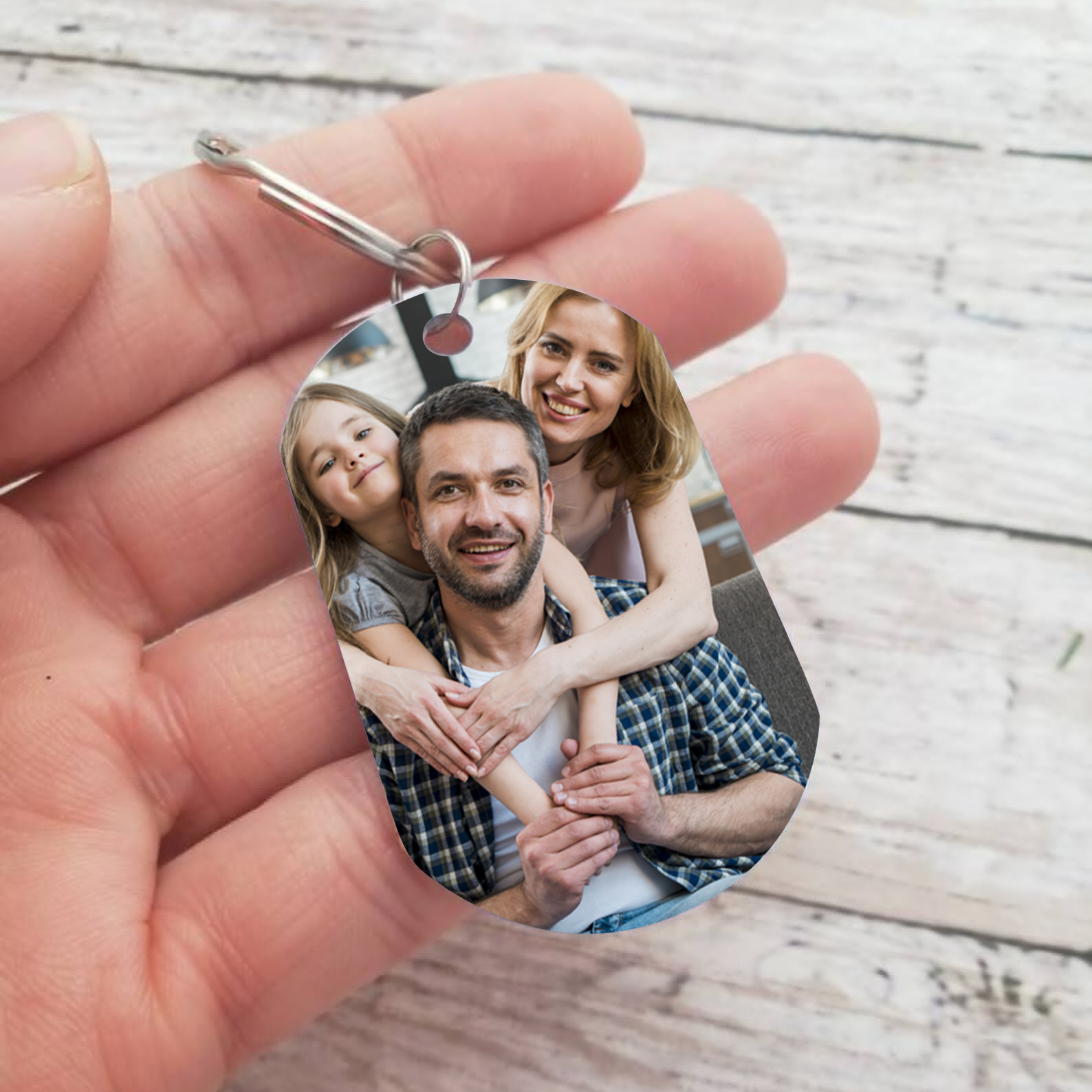 4 Names - Personalised Fist Bump Keyring Custom Photo Father's Day Gift for Dad