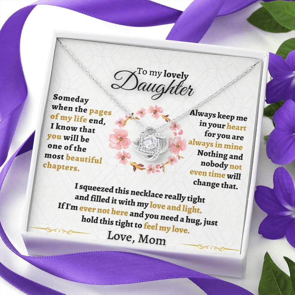 To My Daughter Love Knot Necklace "Never forget that I love you“ Inspirational Gifts for Daughter
