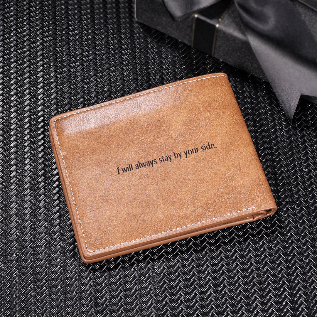 Personalised Leather Wallet Engraved Photo Short Wallet Gifts For Men
