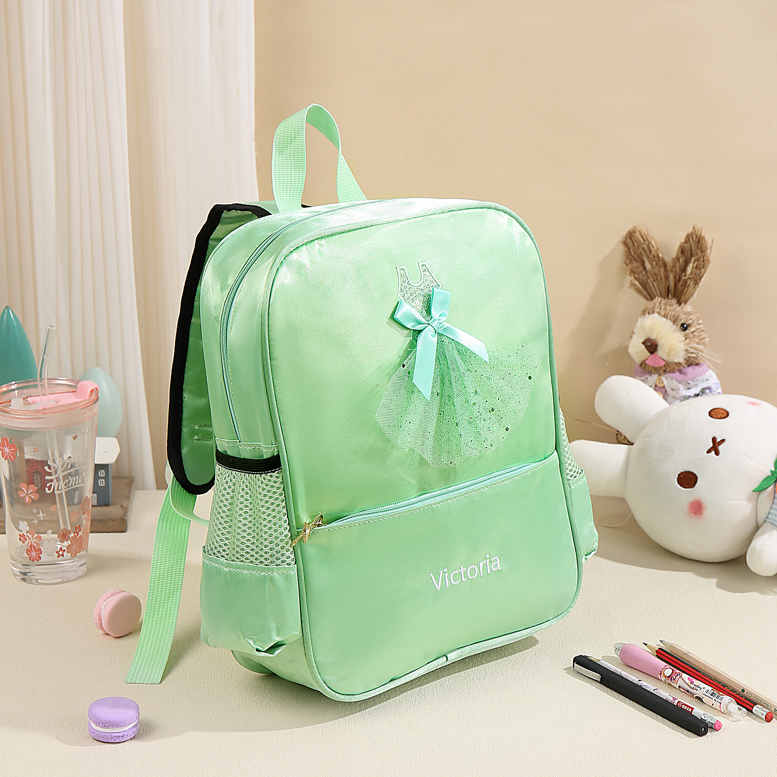 Personalised Name Band Princess Dress Accessories Satin Children Backpack Back To School Gift