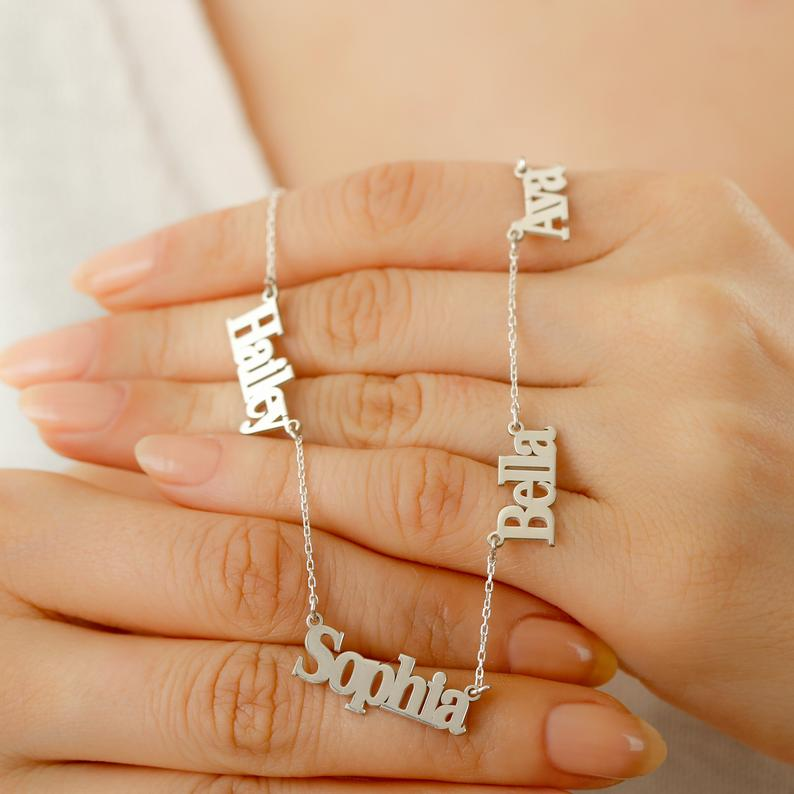 Personalised Necklace Custom 3 Names Necklace Gift For Women