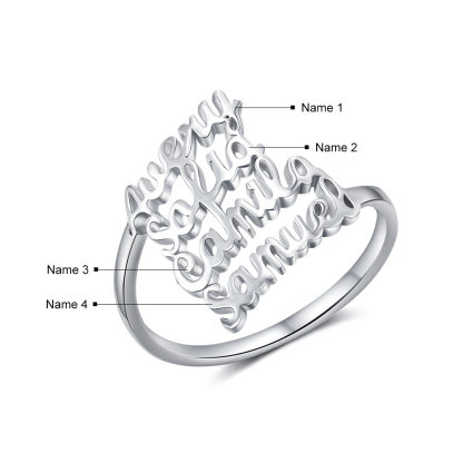 Personalised Name Ring Custom 4 Names Ring Gifts for Women