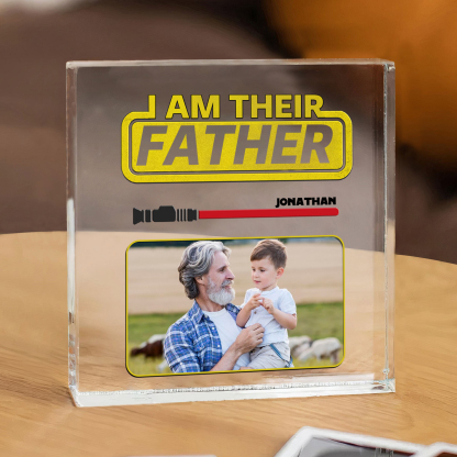 1 Name - Personalised Custom Name & Photo Acrylic Ornament - I AM THEIR FATHER- Father's Day Gift for Dad