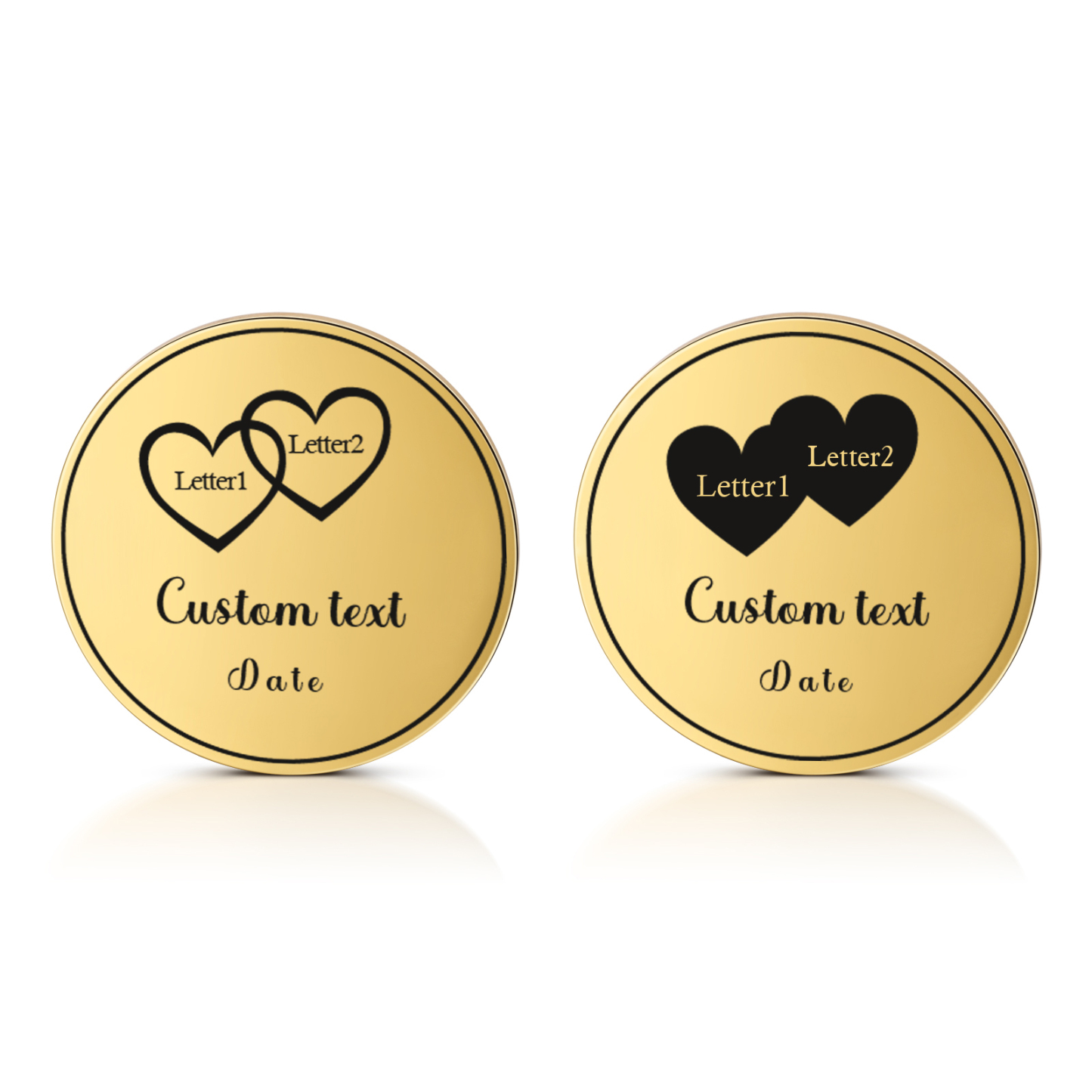 2 PCS Personalized Letter Stainless Steel Couple Coin Custom Anniversary Special Gift