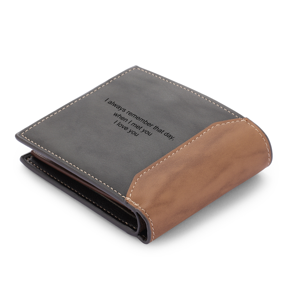 Personalised Leather Wallet Engraved Photo Short Wallet Gifts For Men