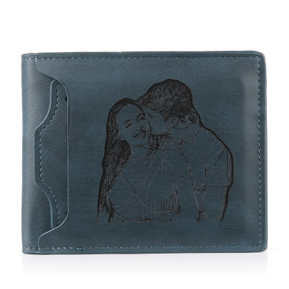 Personalised Name Leather Men's Wallet With Card Slot Engraved Letter And Photo Gift For Father's Day