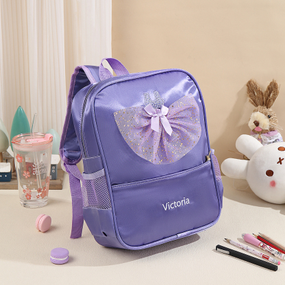 Personalised Name Band Princess Dress Accessories Satin Children Backpack Back To School Gift