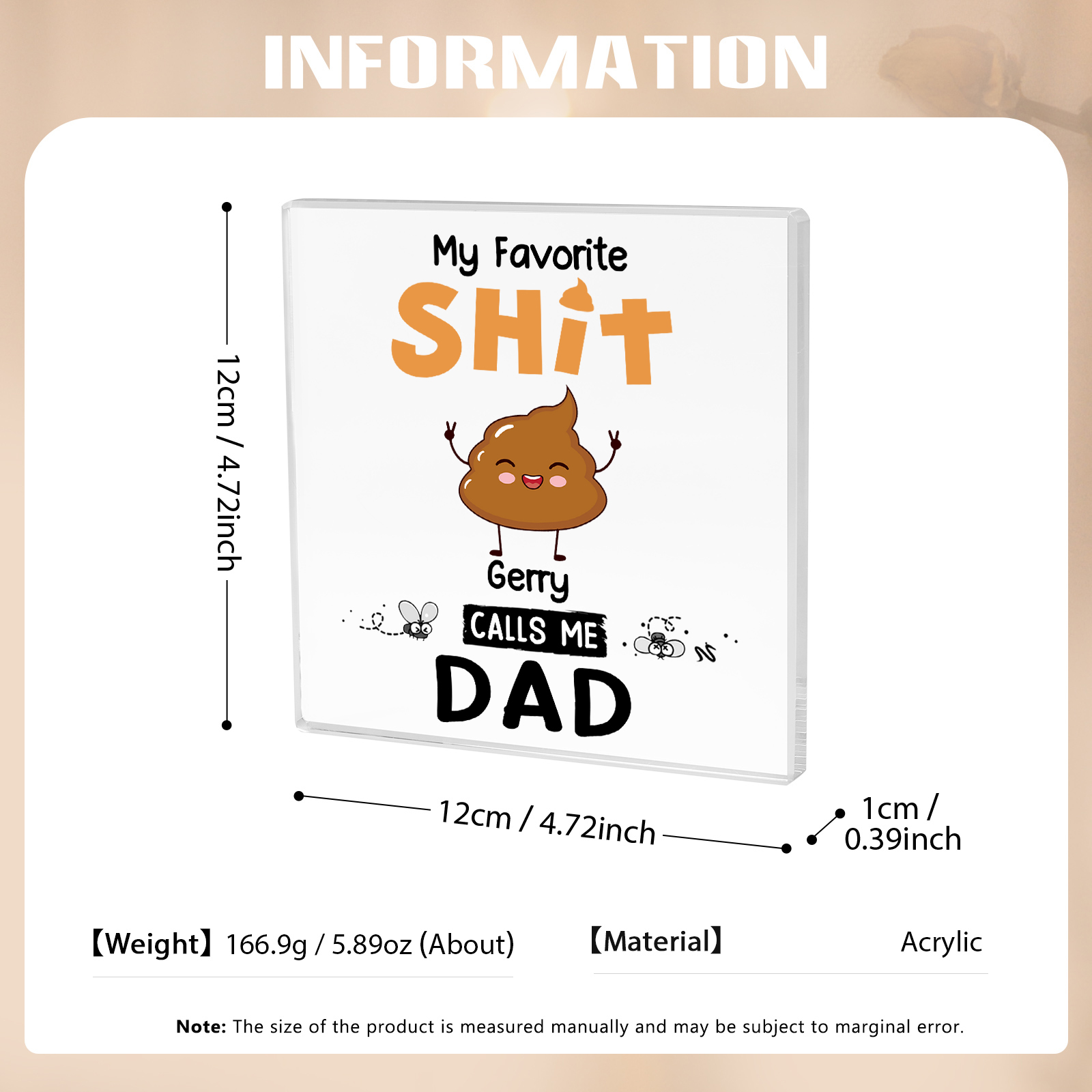 1 Name - Personalised Monster and Shit Style Custom Name Acrylic Ornament Father's Day Gift for Dad