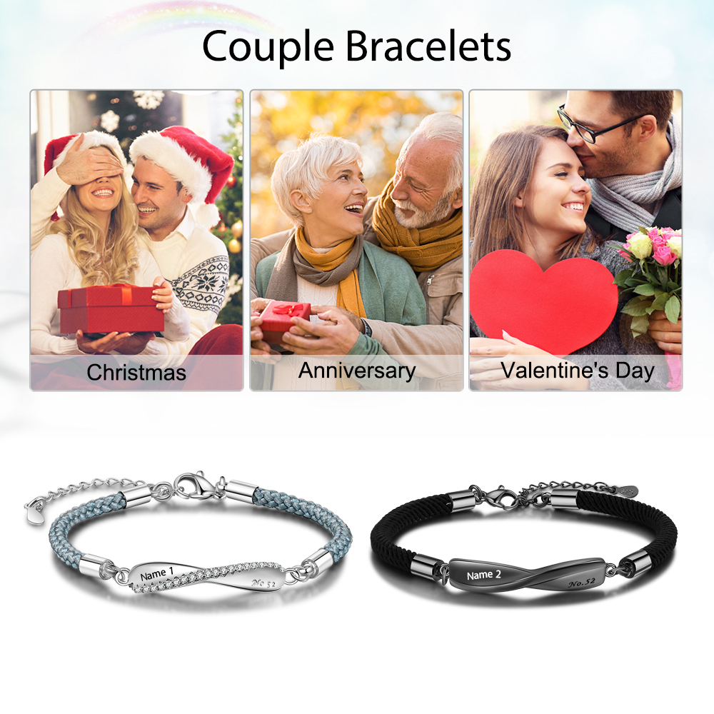 Customized Couple Bracelets Engrave Names Matching Bracelet Love Gifts