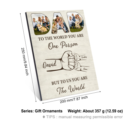 3 Names - Personalised Photos Fist Bump Home Wood Panel Painting Decorations Father's Day Gift for Dad