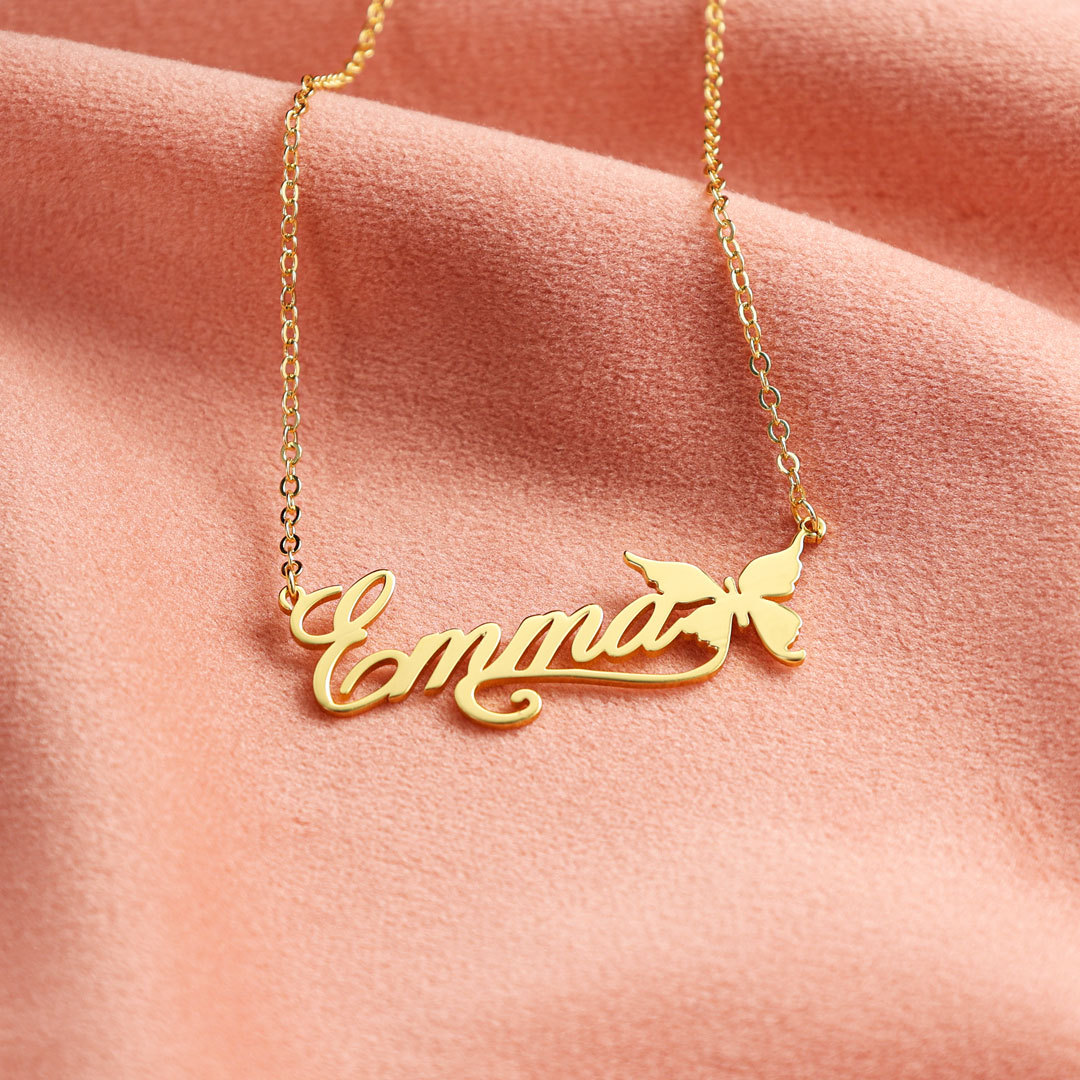Personalised Butterfly Necklace Custom 1 Name Necklace Gift For Women