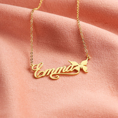 Personalised Butterfly Necklace Custom 1 Name Necklace Gift For Women