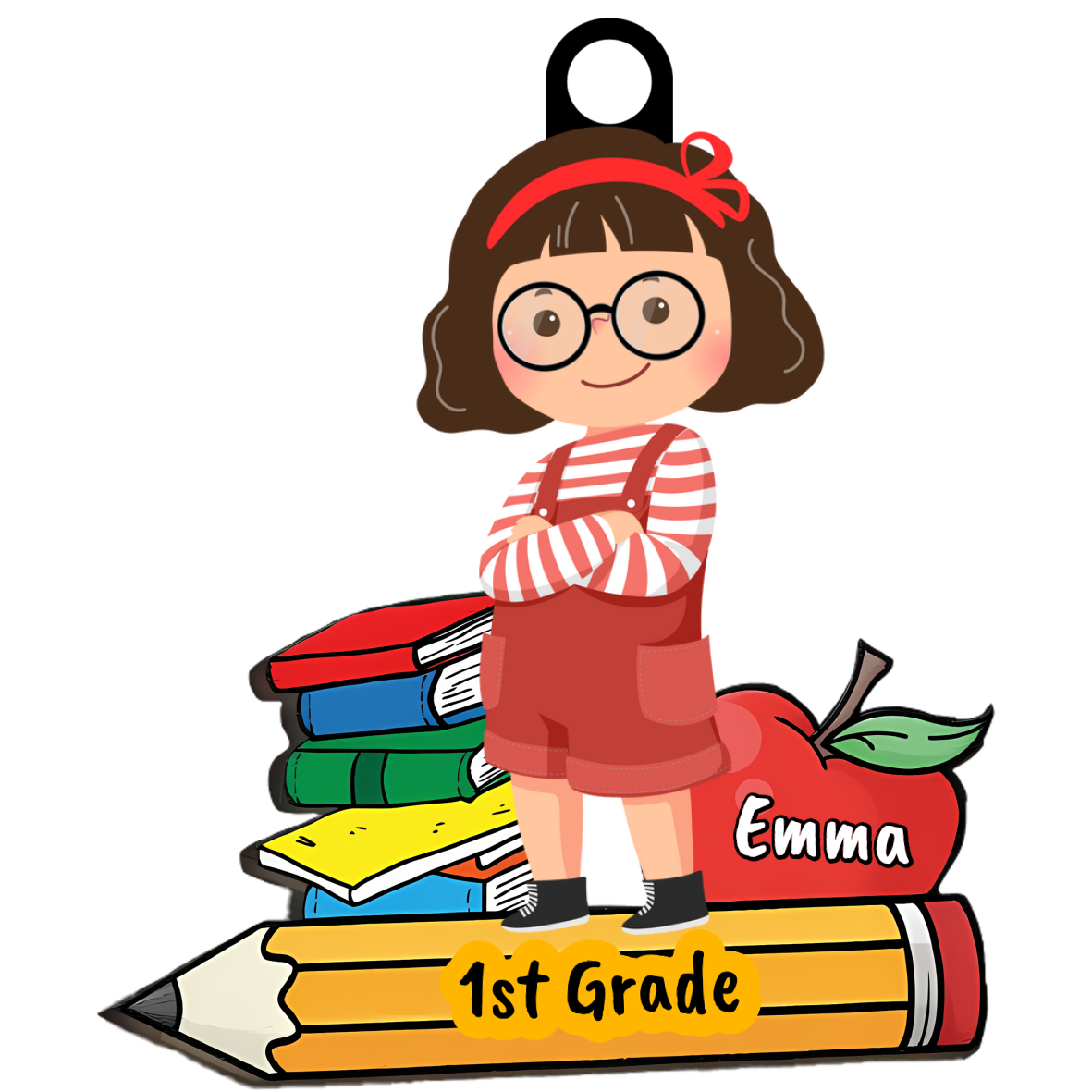 Personalised School Girl Bag Tag – Custom Name & Year Keyring for Children Keyring Accessories School Bag Accessories| Jessemade