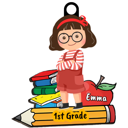 Personalised School Girl Bag Tag – Custom Name & Year Keyring for Children Keyring Accessories School Bag Accessories| Jessemade