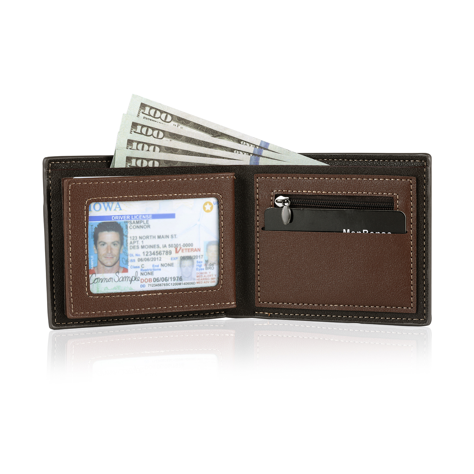 Personalized Custom Photo Leather Men's Wallet Custom Name Folding Wallet for Dad