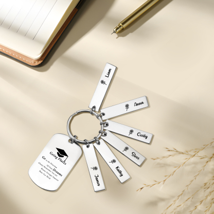 6 Names - Personalised Name Exquisite Graduation Keyring Gift For Her/Him