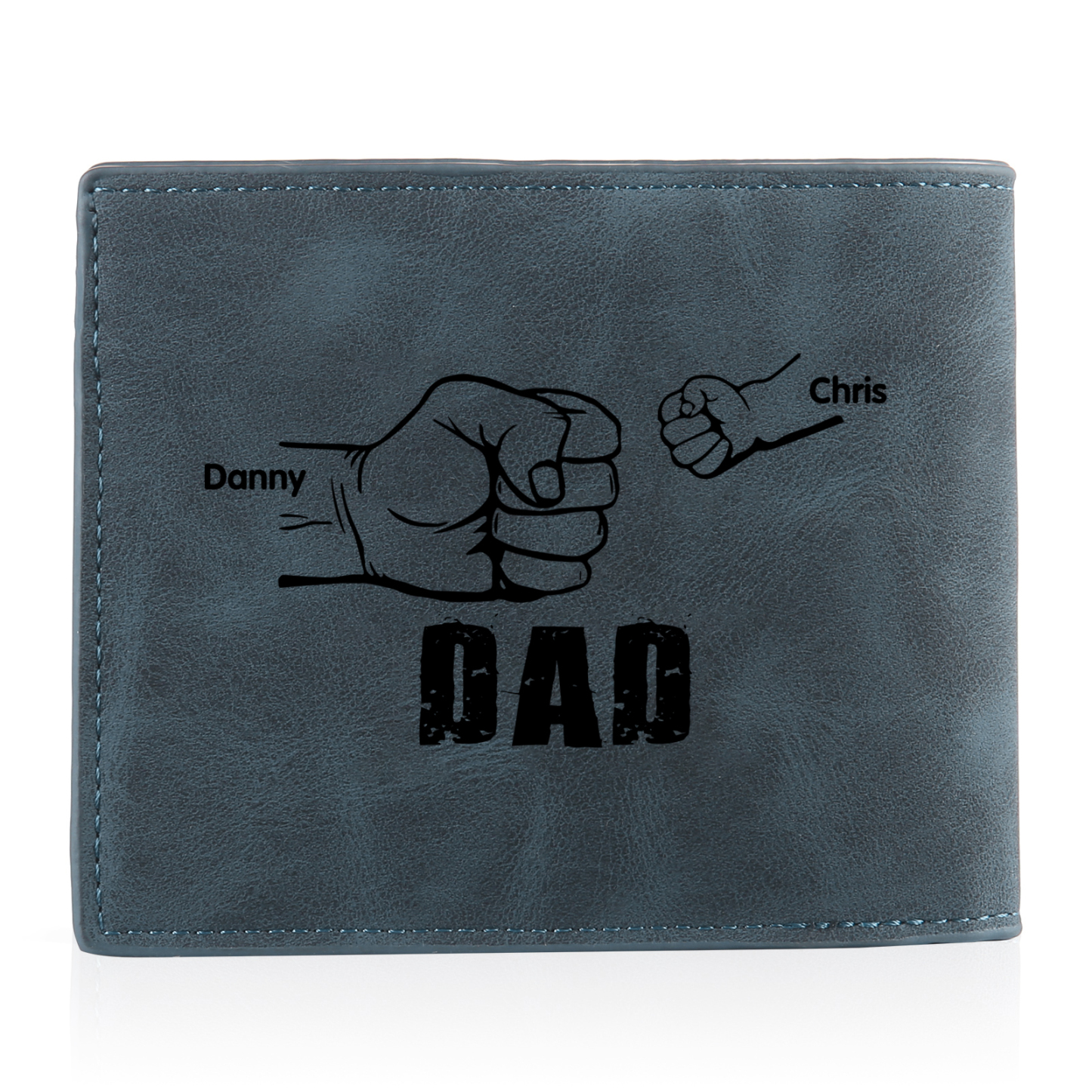 2 Names - Personalised Fist Bump Photo Custom Leather Men's  Wallet as a Father's Day Gift for Dad