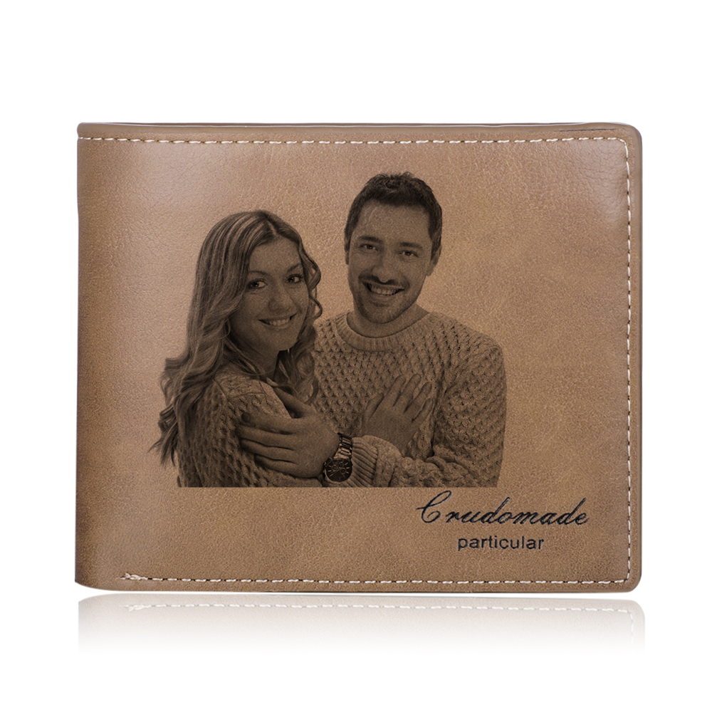 Personalised Leather Wallet Engraved Photo Short Wallet Gifts For Men