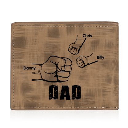 3 Names - Personalised Photo Custom Leather Men's Wallet as a Father's Day Gift for Dad