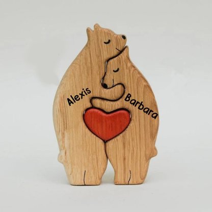 Personalised Wooden Bears Family Puzzle Custom 6 Names Gifts for Family