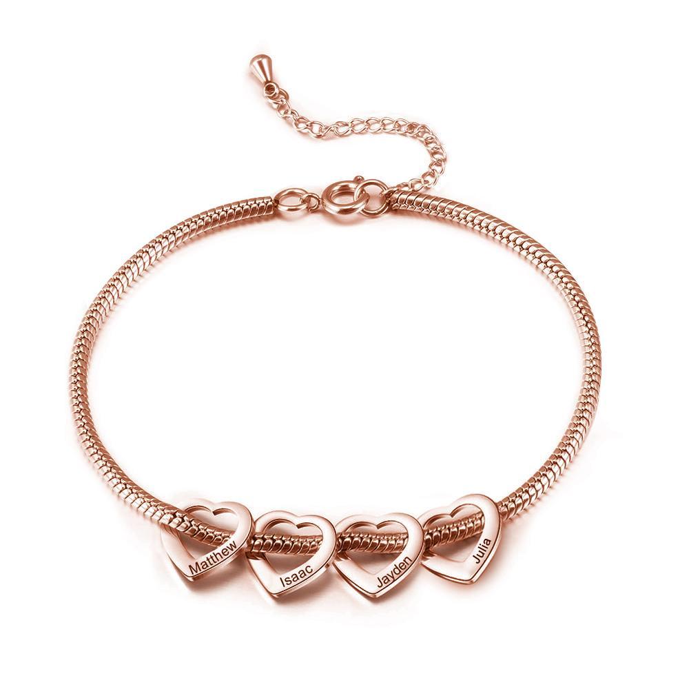 Jessemade Adjustable Personalized Anklet For Women, Silver, 4 Heart Charms With Gift Box, A Wonderful Gift For Her.