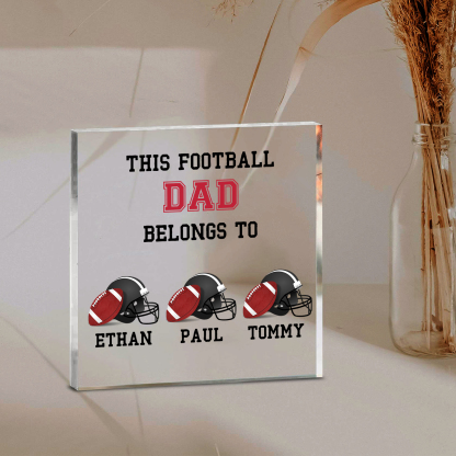 3 Names -Personalised Football Acrylic Keepsake Customized Name Acrylic Plaque Ornament Father's Day Gift for Dad