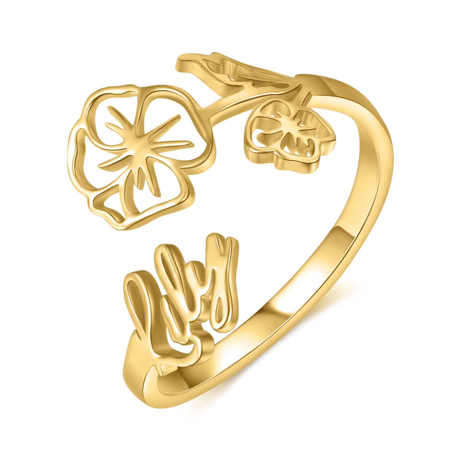 Personalized February Birth Flower Ring With Name Gifts For Her