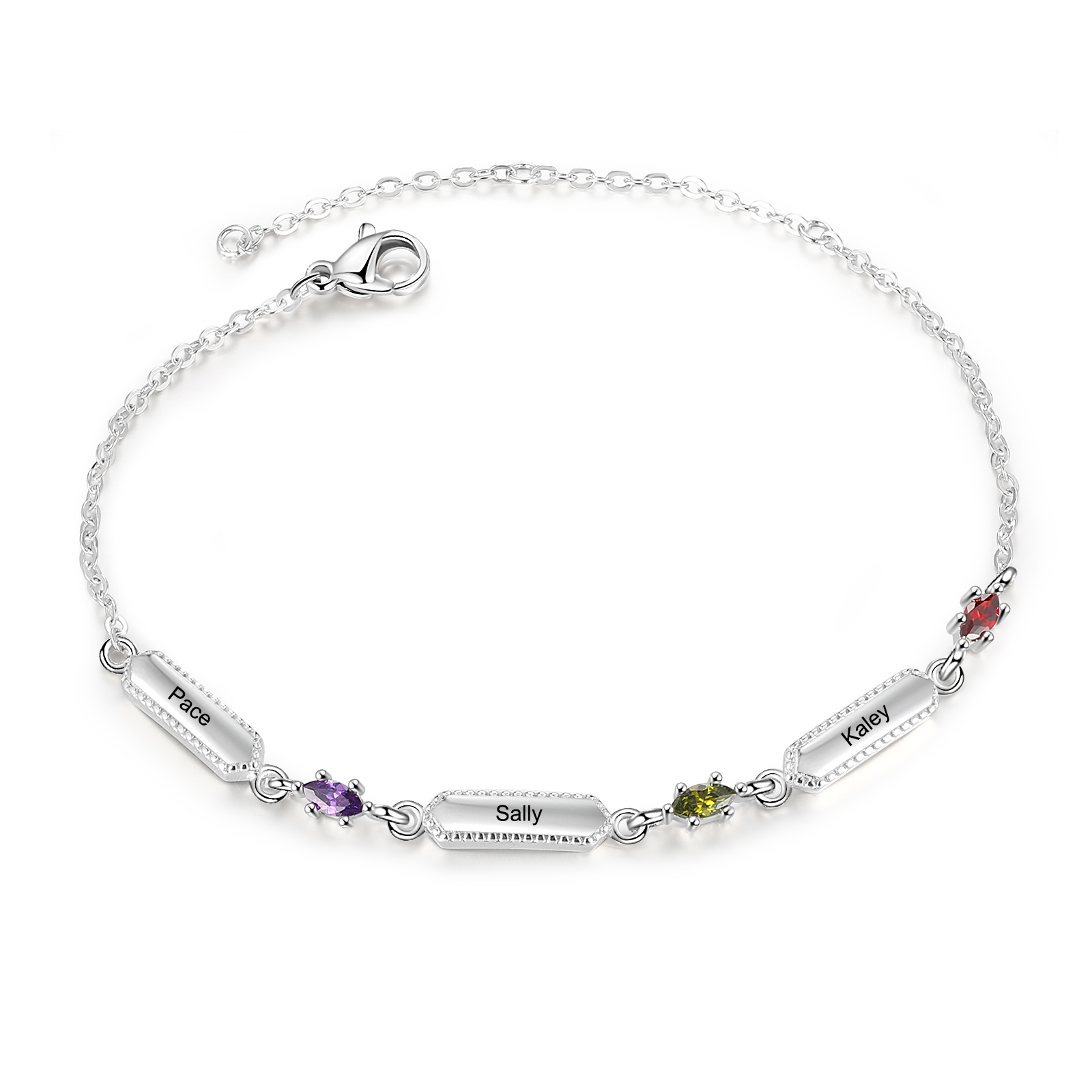 3 Names-Personalised Woman Bracelet With Birthstone Custom Names Bracelet Gift For Women