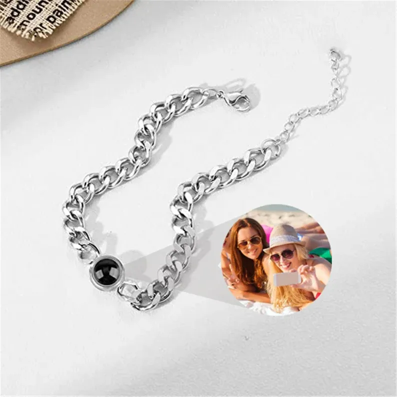 Cuban Chain Men's Bracelet Personalized Projection Bracelet Custom Photo Love Style Gifts for Men
