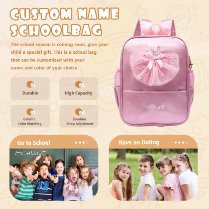 Personalised Name Band Princess Dress Accessories Satin Children Backpack Back To School Gift