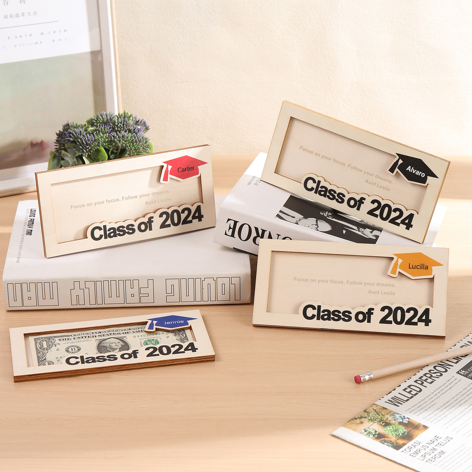 2024 Graduation Gift Wooden Money Holder Personalised Graduation Gift For Her/Him