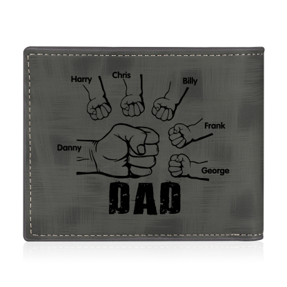 6 Names - Personalised Photo Custom Leather Men's Wallet as a Father's Day Gift for Dad