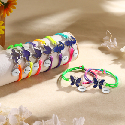 2 PCS Personalised Custom Name Dinosaur Elastic Rope Bracelet Back To School Season Children's Gift