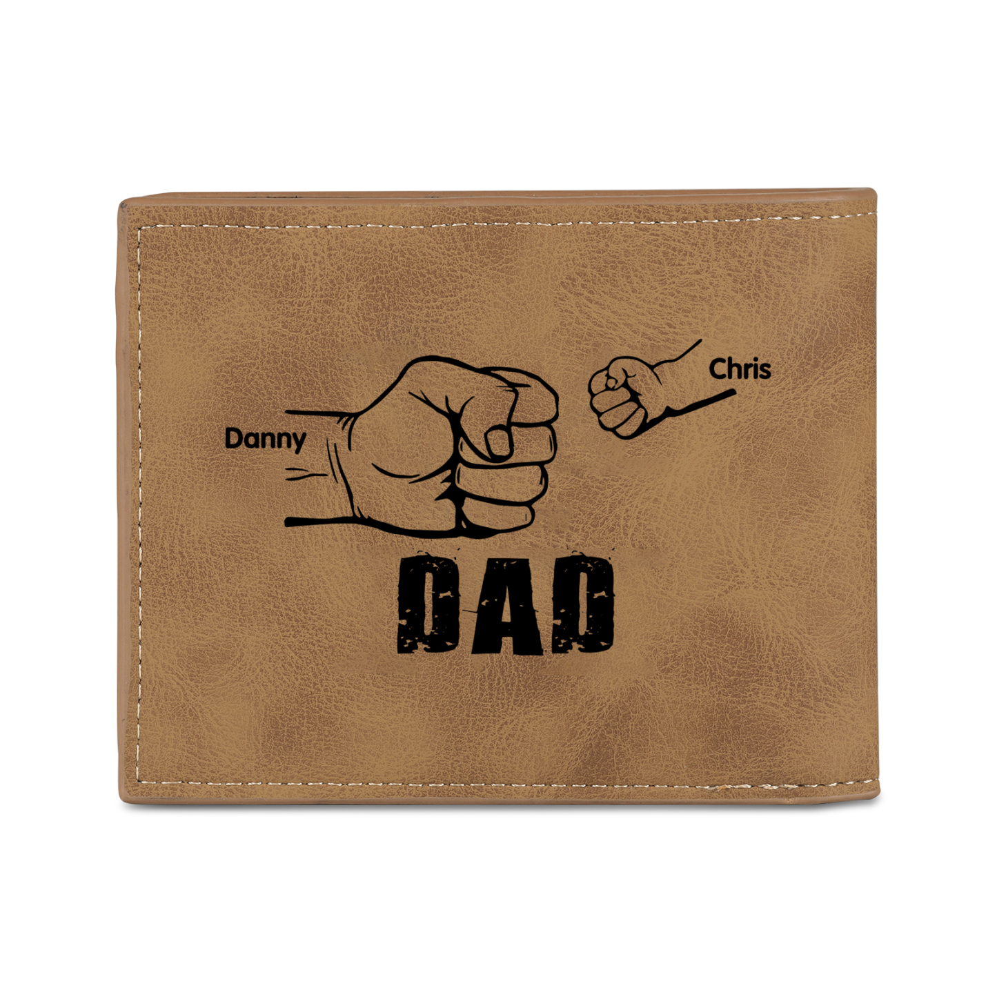 2 Names - Personalised Photo Custom Leather Men's Wallet as a Father's Day Gift for Dad