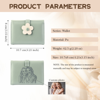 Custom Purse-Women's Personalised Photo PU Leather Flower Wallet Coin Purse Four Colors Available Gift for Her