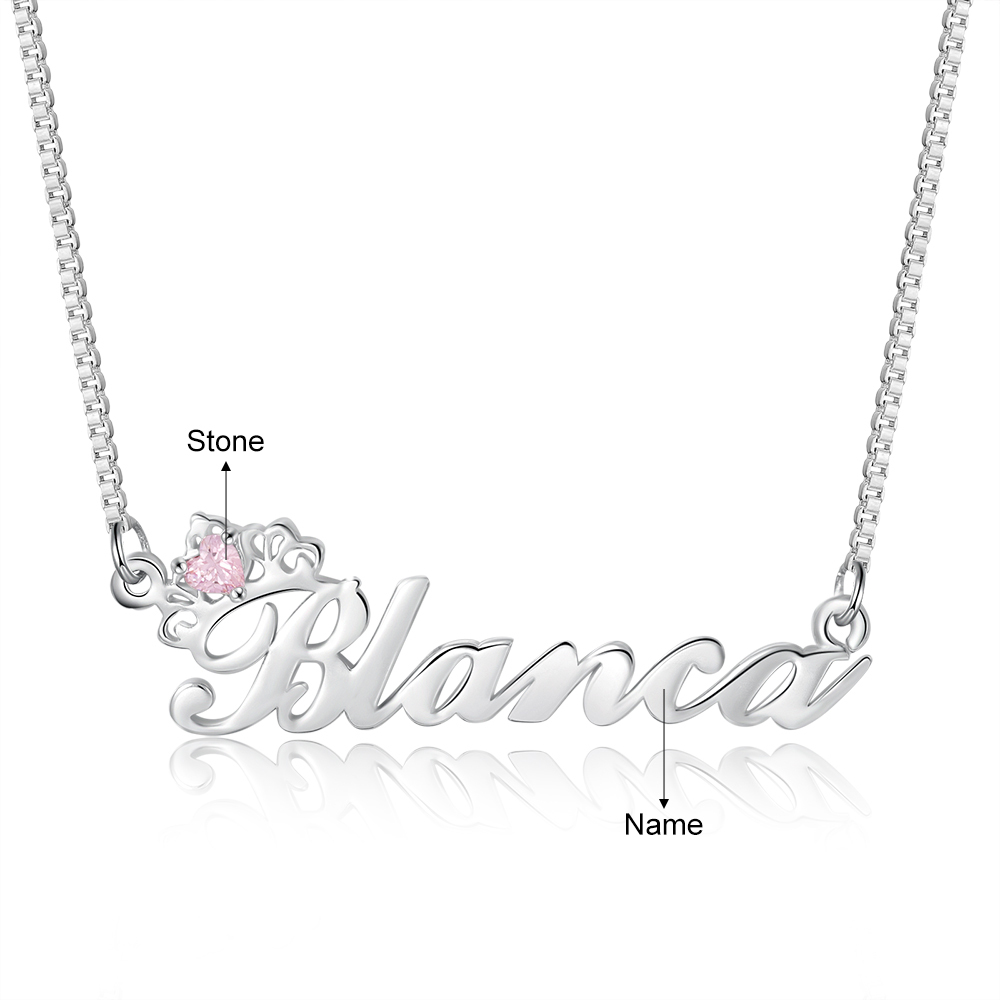Personalised Necklace With Birthstone Custom 1 Name Necklace Gift For Her