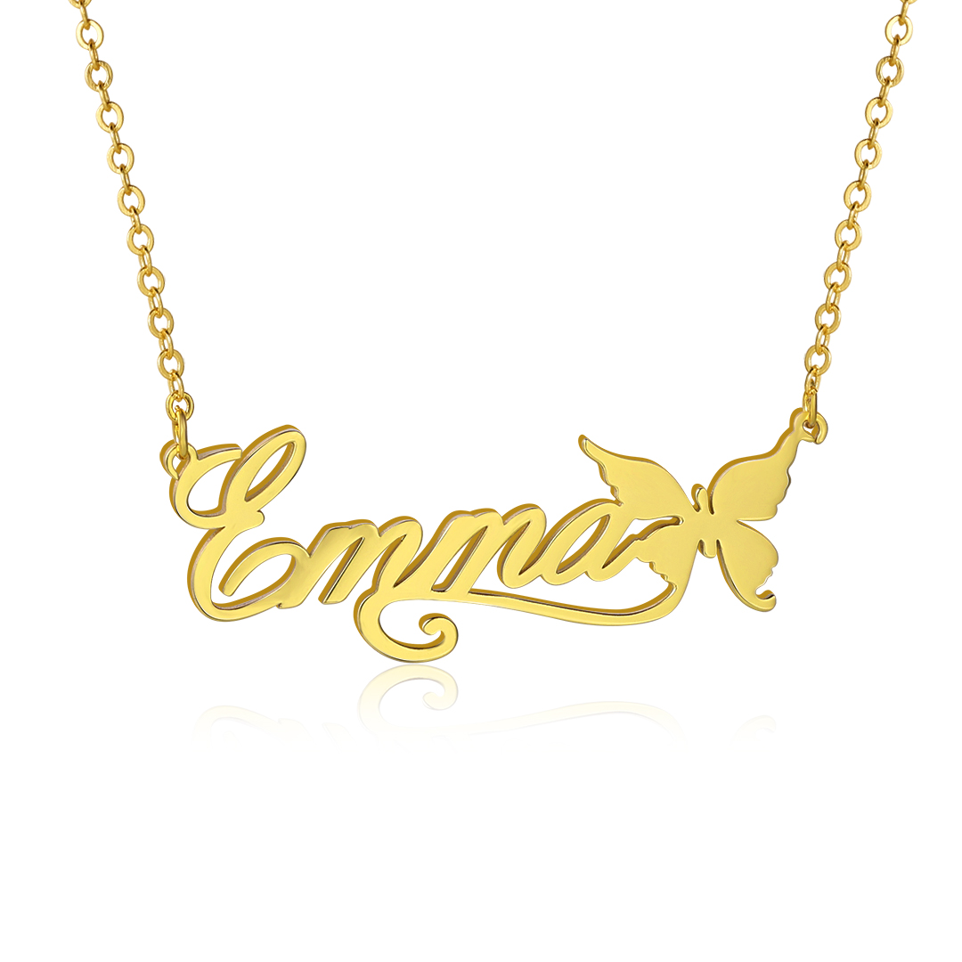 Personalised Butterfly Necklace Custom 1 Name Necklace Gift For Women