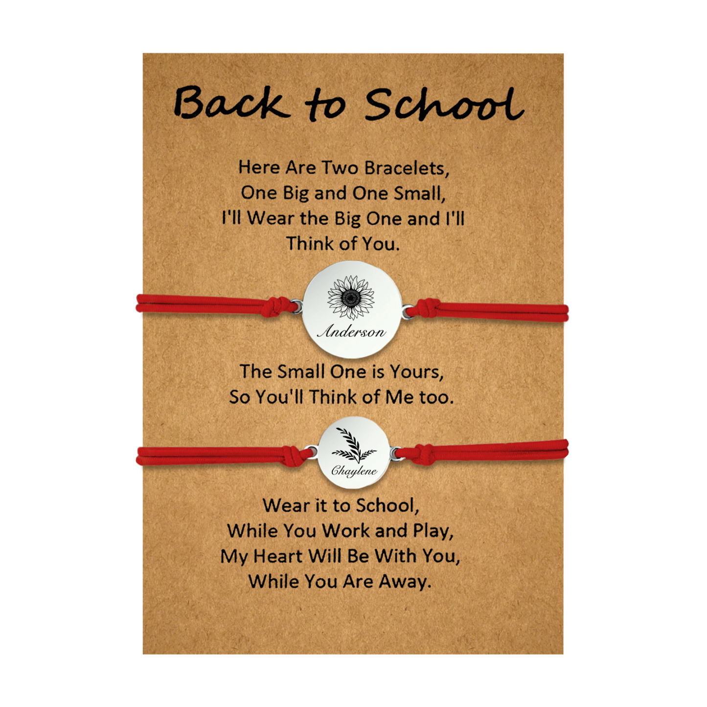 2 PCS Customized 2 Names Dandelion Pattern Elastic Stainless Steel Bracelet Back-To-School Gift For Daughter