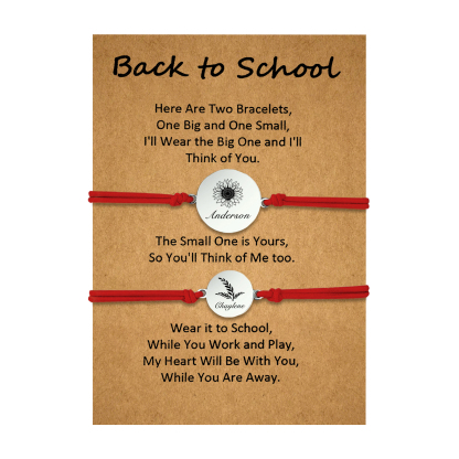 2 PCS Customized 2 Names Dandelion Pattern Elastic Stainless Steel Bracelet Back-To-School Gift For Daughter