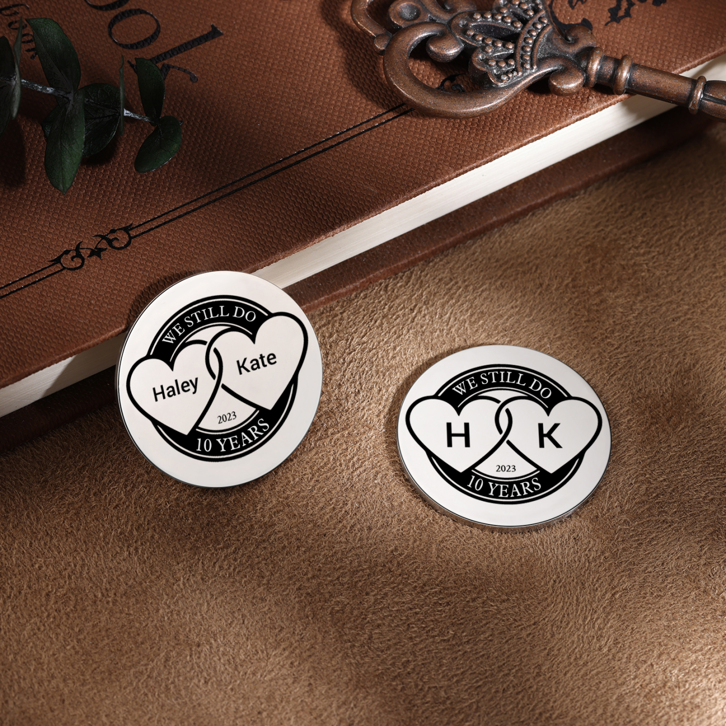 2 PCS Personalized Name Stainless Steel Couple Coin Custom Anniversary Special Gift